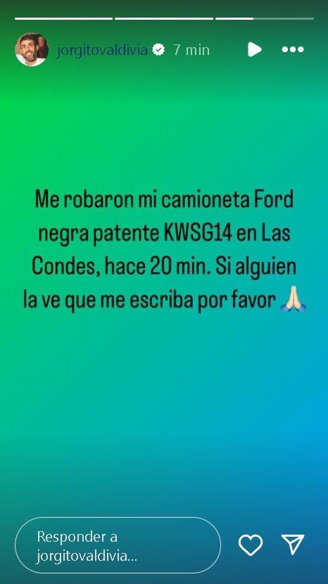 Mensa de Jorge Valdivia en redes sociales