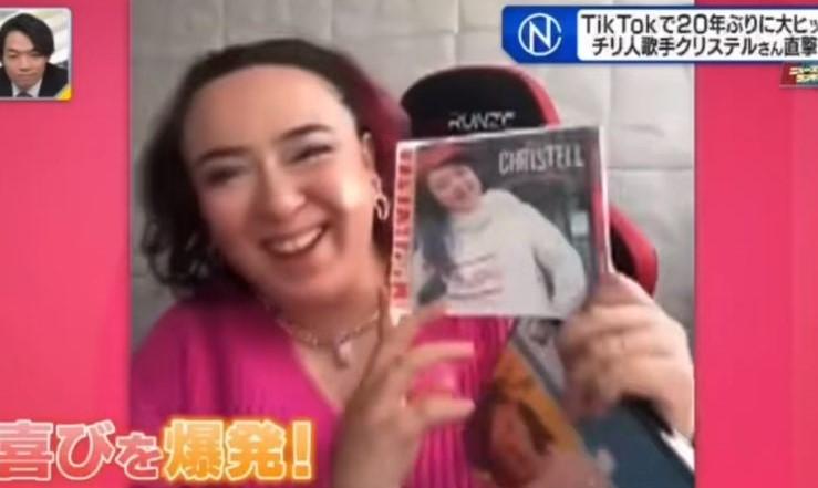 Christell siendo entrevistada en TV de Japón - Créditos: Captura TikTok