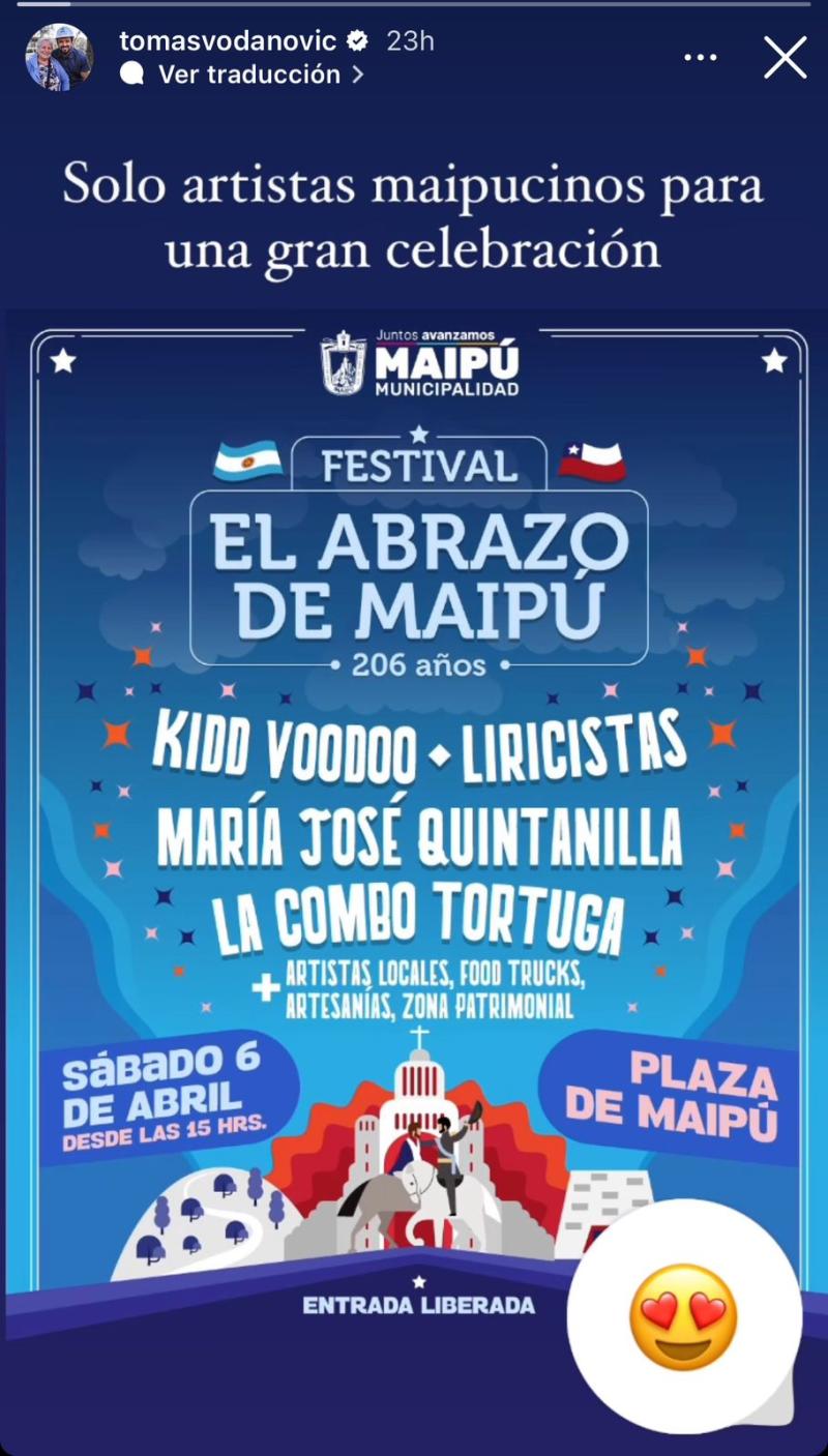 "El abrazo de Maipú": festival gratuito es anunciado por la Municipalidad.