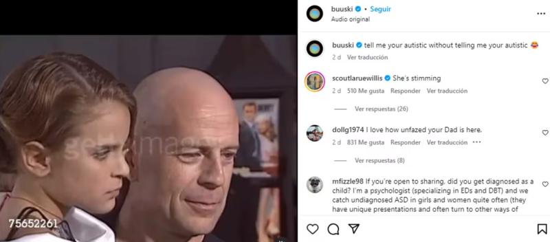 Hija de Bruce Willis comparte su diagnóstico