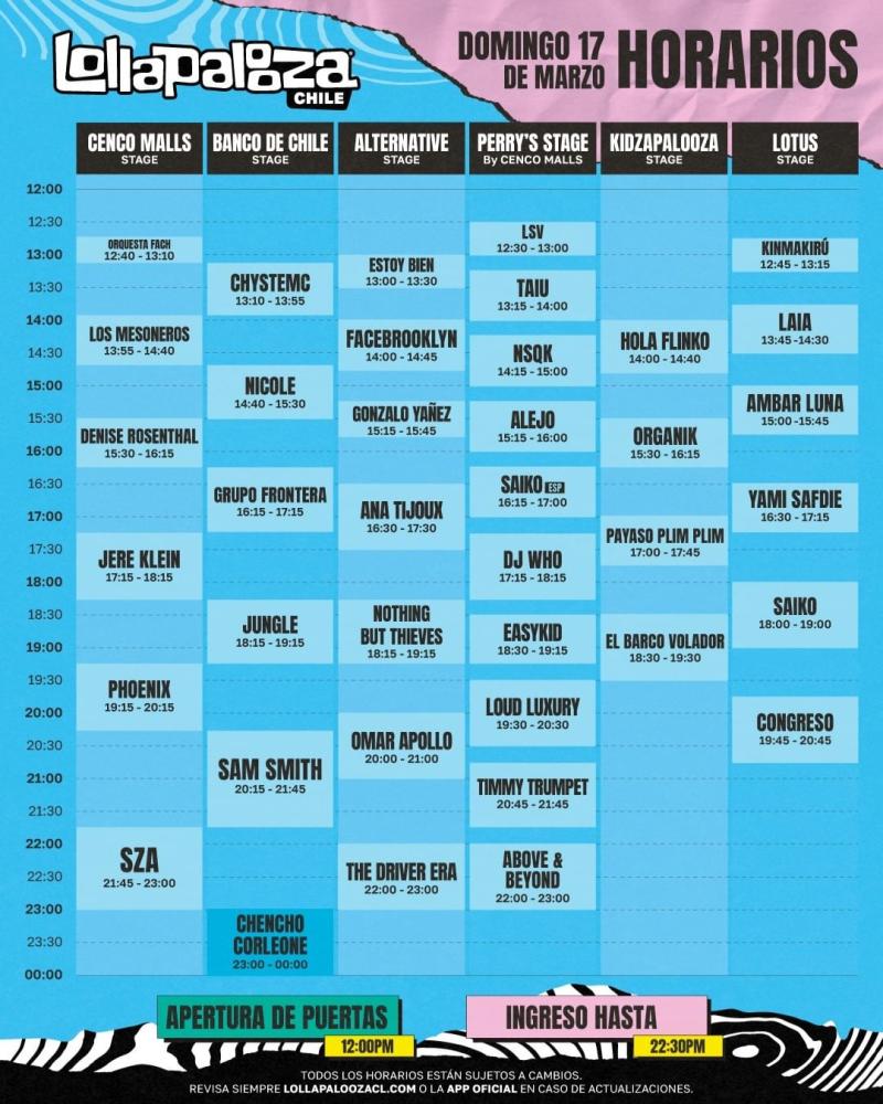 Horario Lollapalooza
