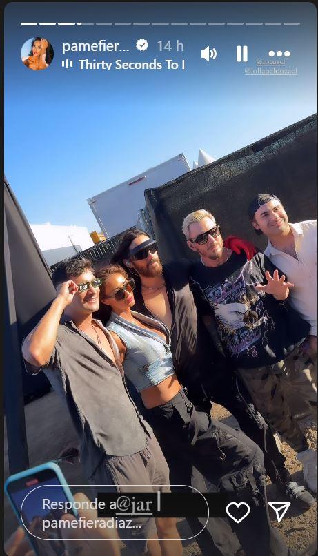 Pamela Díaz junto a 30 seconds to Mars.