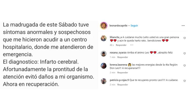 Leo Caprile dio a conocer la noticia de su estado en Instagram