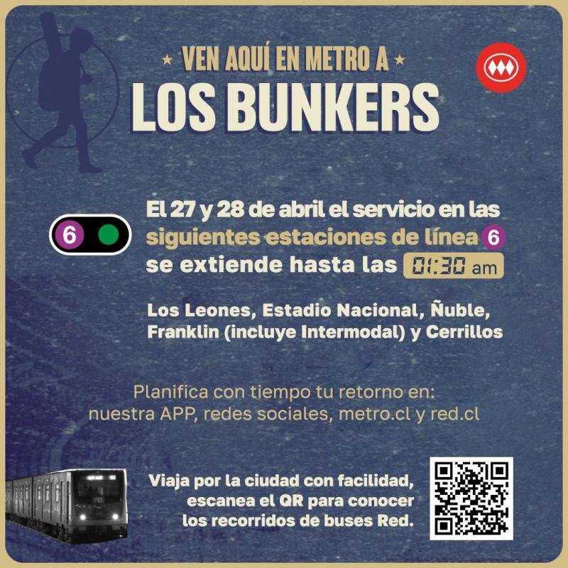 Hora de Metro de Santiago por concierto de Los Bunkers - Créditos: Metro de Santiago