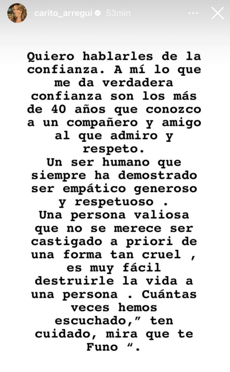 Carolina Arregui expresó públicamente su apoyo a Cristián Campos - Instagram