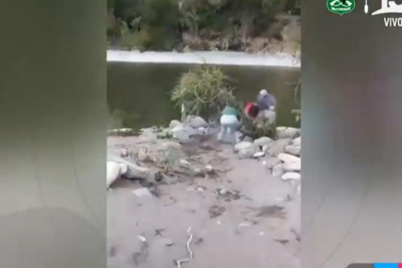 Mujer empuja a adulto mayor