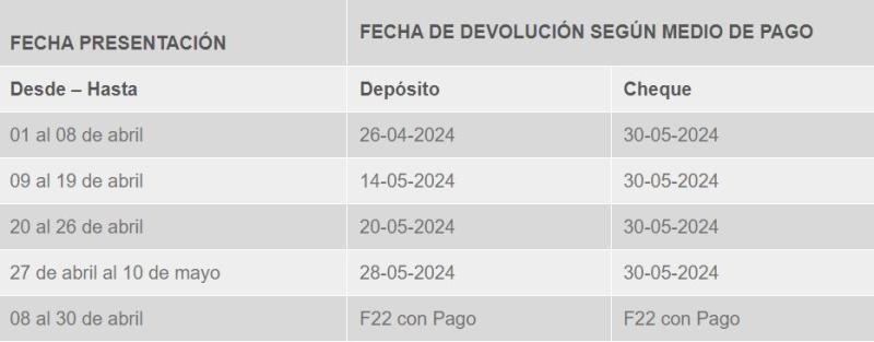 Devolución de impuestos 2024 - Captura de pantalla