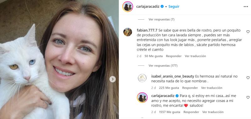 Carla Jara respondió a desubicado comentario sobre su apariencia.