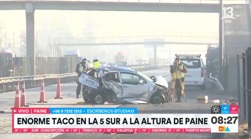 Accidente en Paine provoca largo taco - Créditos: Tu Día