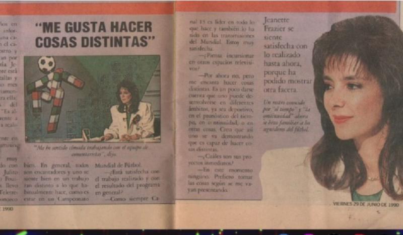 Jeannette Frazier, recordada por su cobertura en el Mundial de Italia, 1990