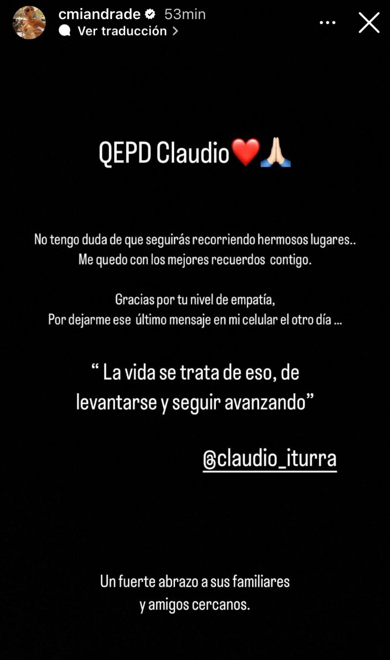 Camila Andrade se despide de Claudio Iturra - Instagram