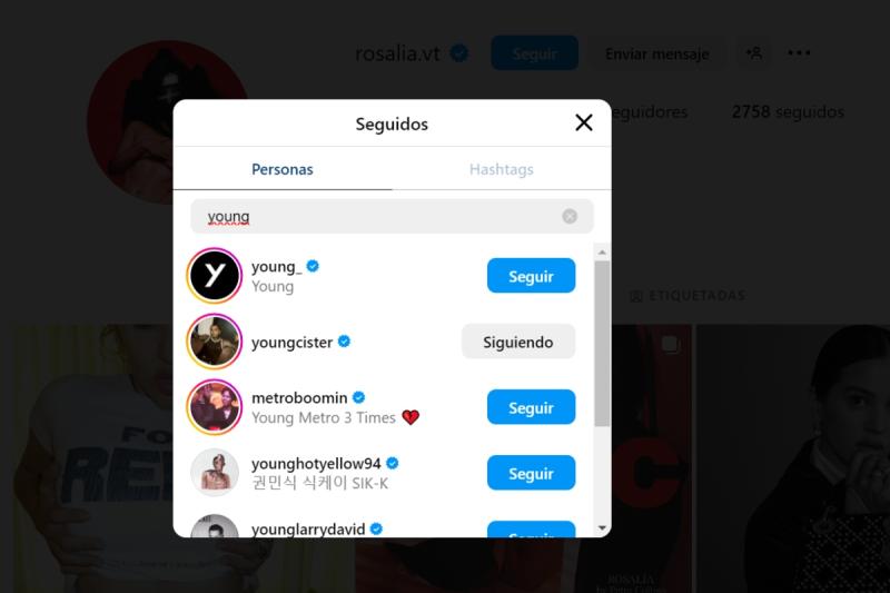 Rosalía y Young Cister se siguen en Instagram