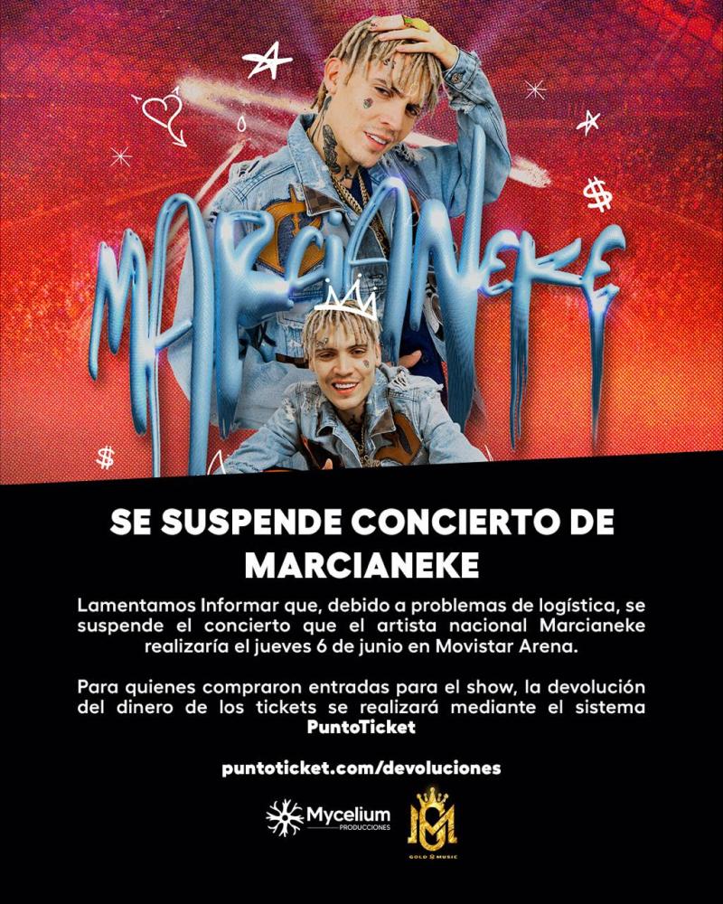Marcianeke suspende su concierto en el Movistar Arena