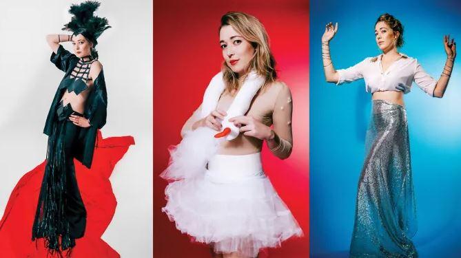 Angelica Hicks imitando otros vestidos usados por celebridades. Créditos: The Hollywood Reporter