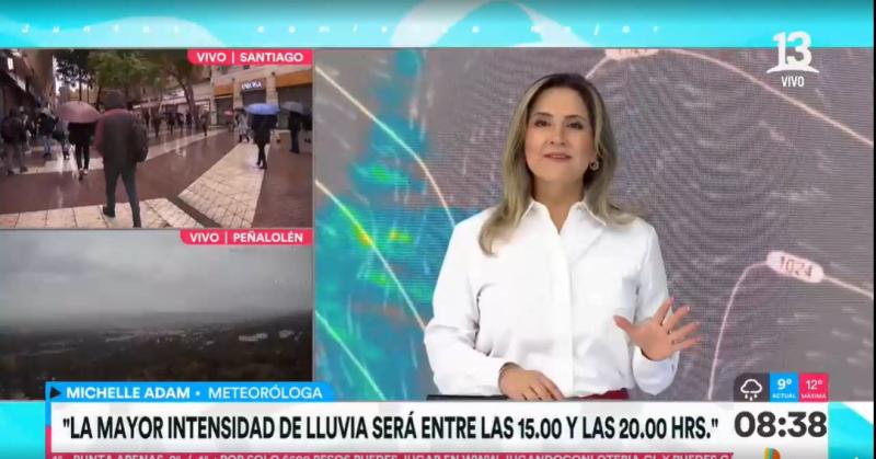 Esta es la hora dónde la lluvia será más intensa en la RM según Michelle Adam