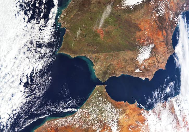 Imagen de la NASA del Estrecho de Gibraltar