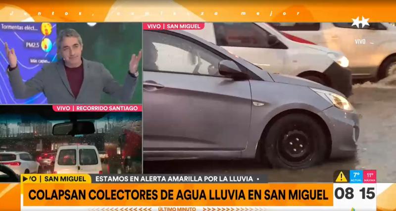 Auto cayó al colector de agua en San Miguel