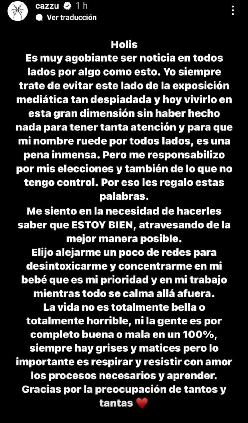 Declaraciones de Cazzu sobre Christian Nodal - Captura de Instagram