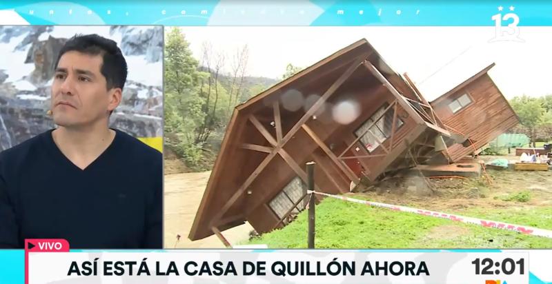 Así sigue la casa de Quillón que peligra con caer al estero Coyanco - Créditos captura de pantalla "Tu Día"