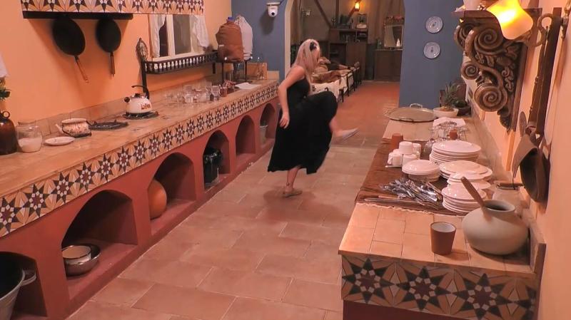 Fran patea la bandeja con la que atendió a Julia y Austin en Ganar o Servir