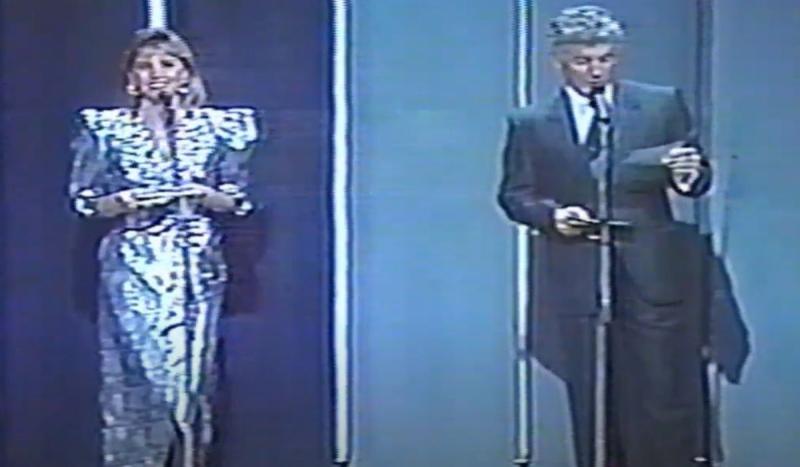 Pamela Hodar y Anotnio Vodanovic en el Festival de Viña 1986