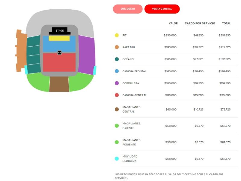 Precios de las entradas del concierto de Paul McCartney en Chile - Créditos captura DG Medios