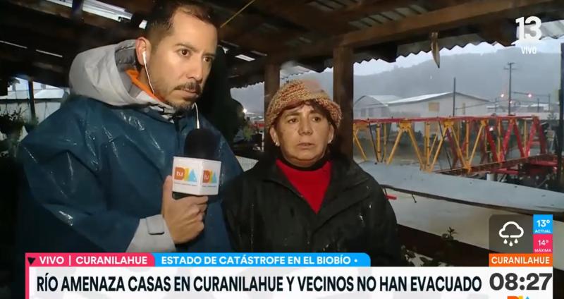 Vecinos del río Curanilahue no han evacuado pese al peligro de inundación