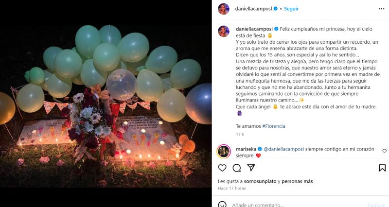 Daniella Campos conmemoró los 15 años de su hija Florencia.