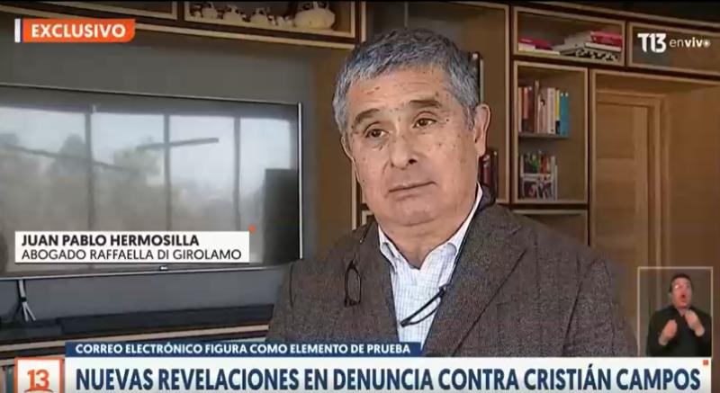 Revelan nueva prueba en la investigación contra Cristián Campos.