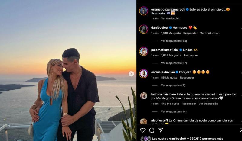 Paloma Fiuza comentó fotos de Oriana Marzoli y Facundo González