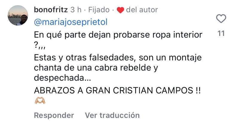 María José Prieto reacciona a comentario contra Raffaella di Girolamo - Instagram