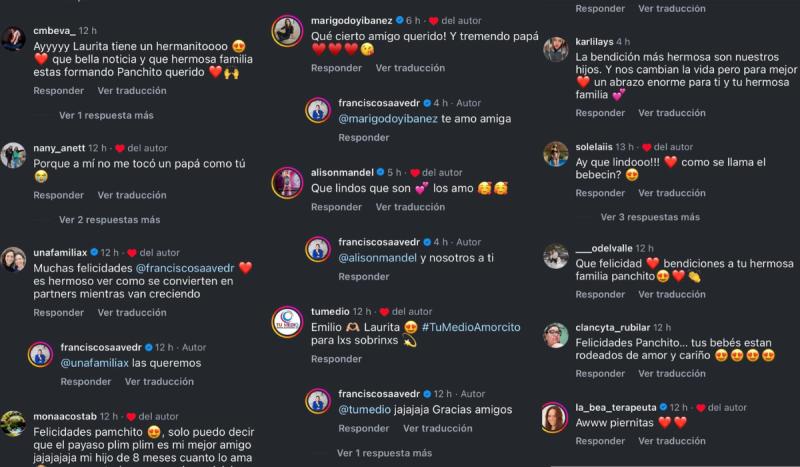 Comentarios en Instagram a Pancho Saavedra