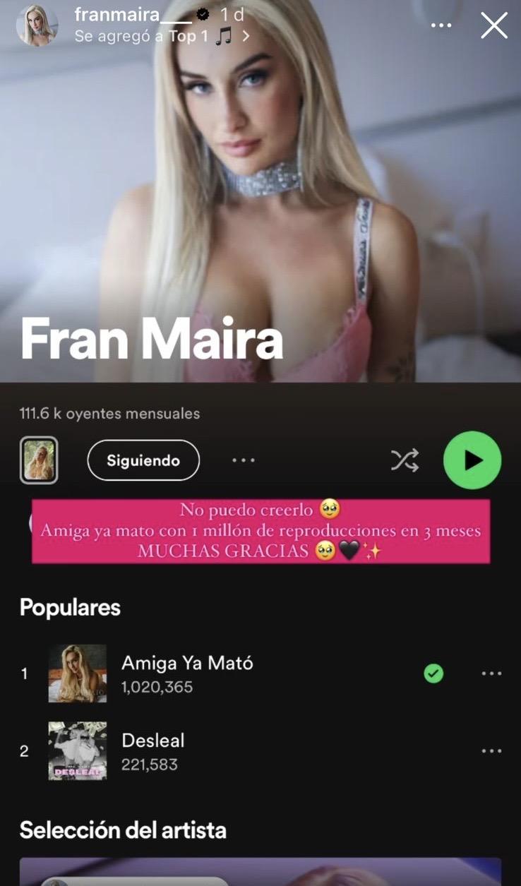 Fran Maira consigue importante logro musical - Instagram