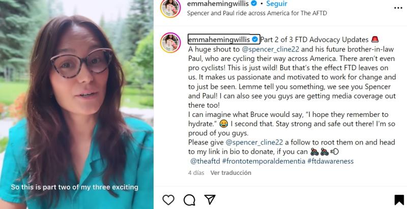 Esposa de Bruce Willis revela que el actor ya no puede hablar - Créditos Instagram