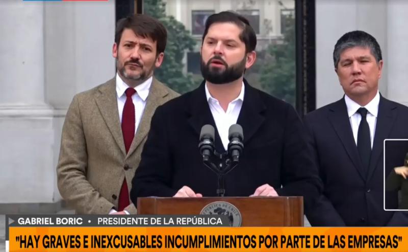 Gabril Boric se refirió a los miles de clientes afectados por los cortes de luz.