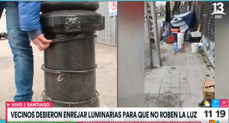 Vecinos de la comuna de Santiago se cansaron del mal uso de sus luminarias.