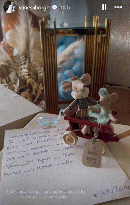 Algunos de las fechas y nombres que le dejaron a Vanesa Borghi para su bebé.