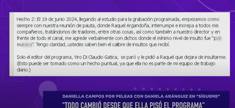 La segunda parte del correo enviado por Daniella Campos.