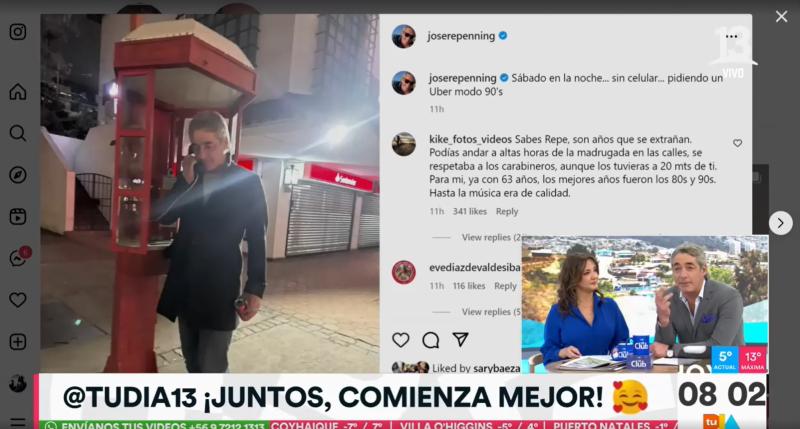 José Luis Repenning posó junto a una antigua caseta telefónica