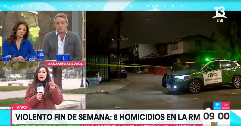 Ocho homicidios se registraron este fin de semana solo en la RM - Créditos captura Canal 13
