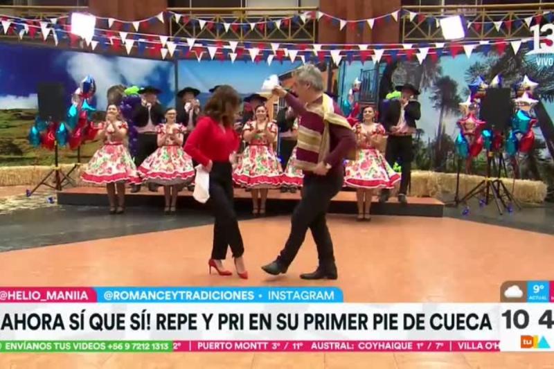 José Luis Repenning y Priscilla Vargas bailando cueca