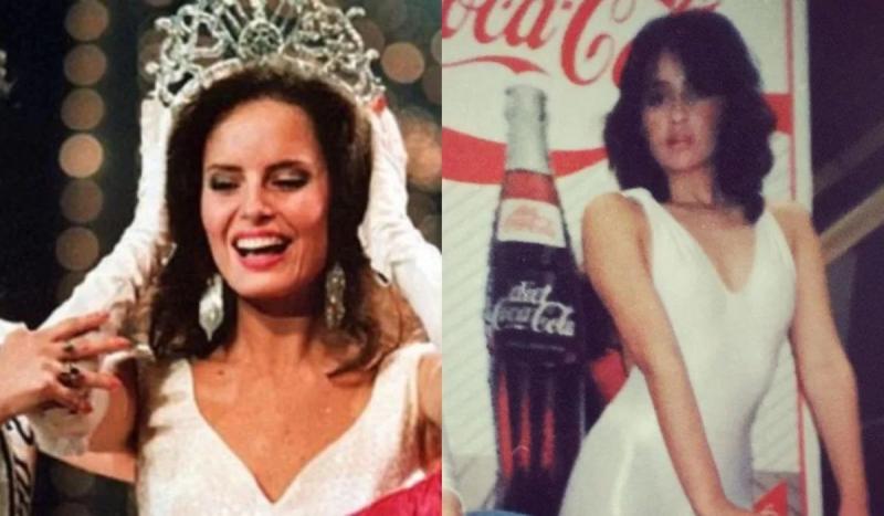 Carolina Gutiérrez y Cecilia Bolocco en el concurso Miss Chile para Miss Mundo 1987