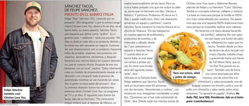 Sánchez Tacos: El nuevo emprendimiento de Felipe Sánchez