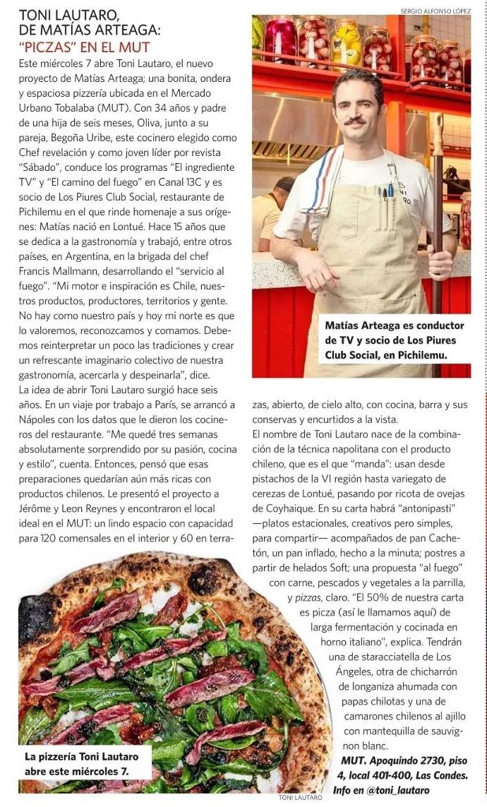 Toni Lautaro: La pizzería de Matías Arteaga. Revista Wikén.