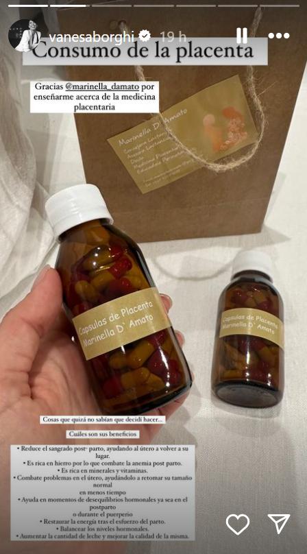 Vanesa Borghi compartió los beneficios del consumo de placenta tras haber dado a luz.