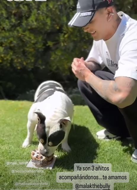 Nicolás Solabarrieta celebró los tres años de vida de su perro Malak.