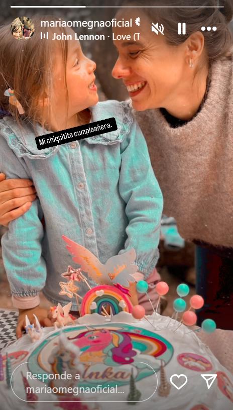 María Gracia Omegna junto a su hija Anka, quien cumplió cinco años de edad.