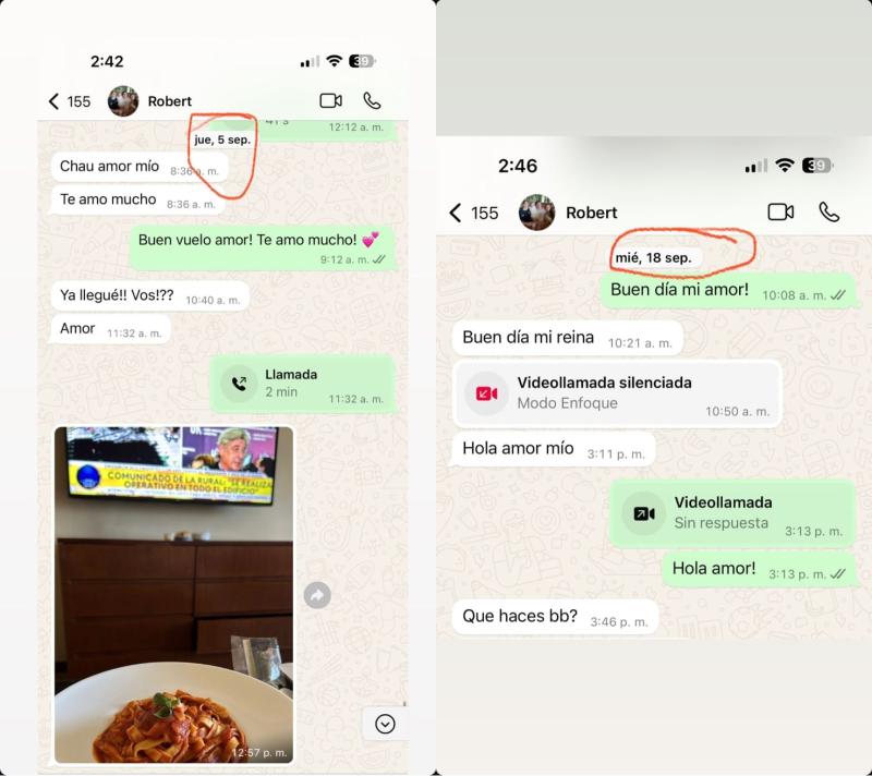 Chat de Pampita con García Moritán