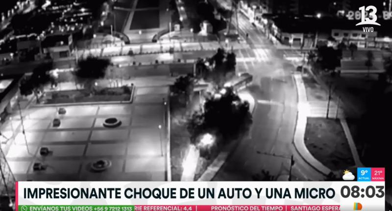 Cámaras de seguridad captan violento choque entre auto y bus de RED en San Miguel
