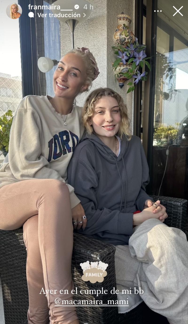 Fran Maira junto a su hermana menor - Instagram